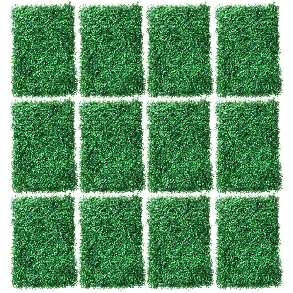 12Pcs 60x40cm Artificial Hedge Screen Privacy Fence Faux Plant Leaves Panels Boxwood Grass for Home Garden Decor Yard Wall Decor