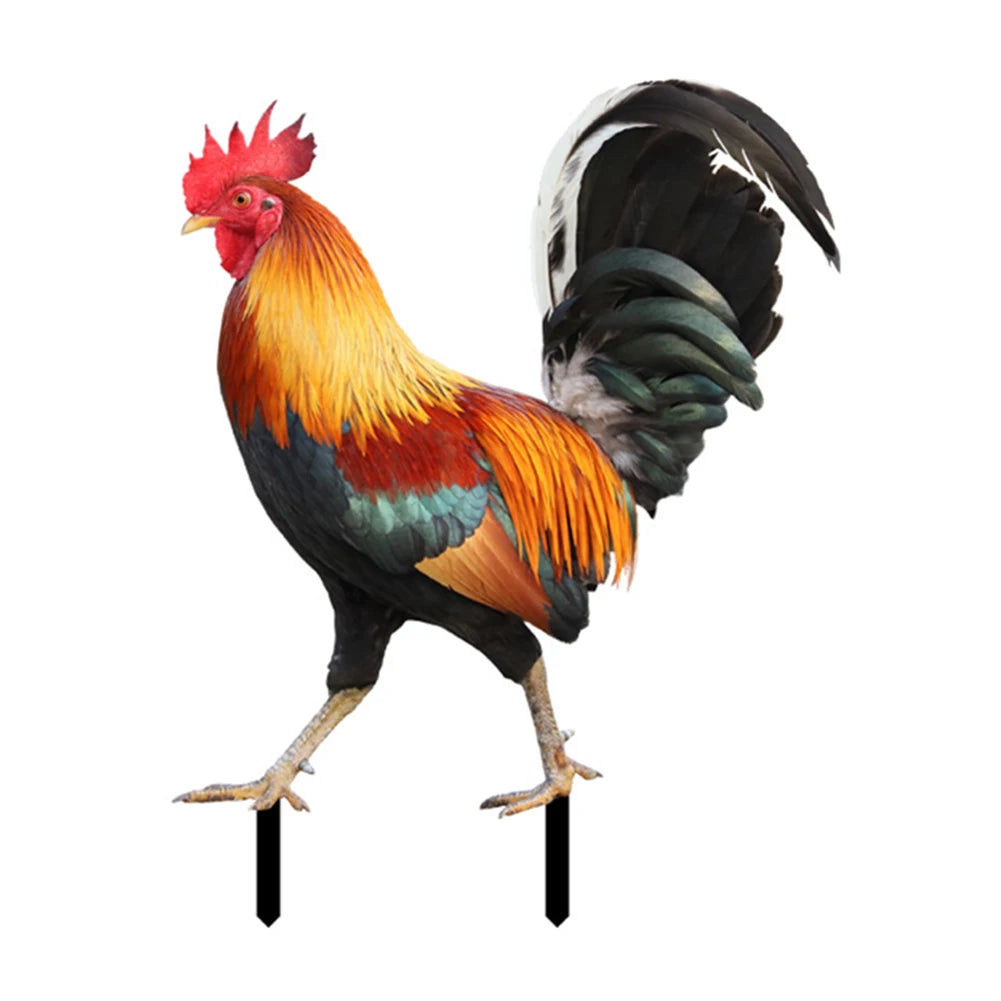 2PCS Chicken Sculpture Weatherproof Chicken Fence Sculpture Garden Decorations Acrylic for Garden Patio Backyard Decoration