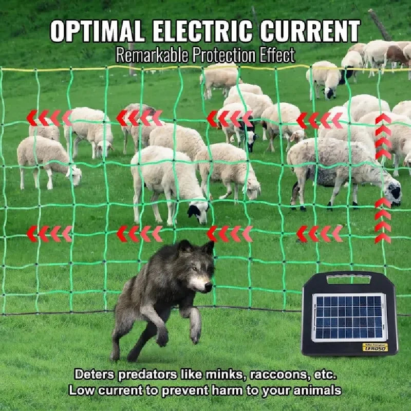 VEVOR Electric Fence Netting, 35" H x 164' L, PE Net Fencing with Posts & Double-Spiked Stakes, Utility Portable Mesh for Goats,