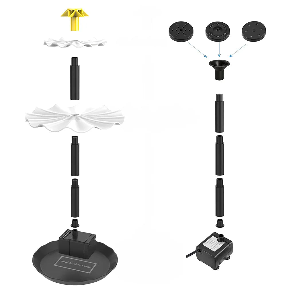 3 Tiered 3.5W Fountain Pump with Solar Panel Solar Bird Bath Fountain Decorative Fountain Multifunction for Garden Decoration