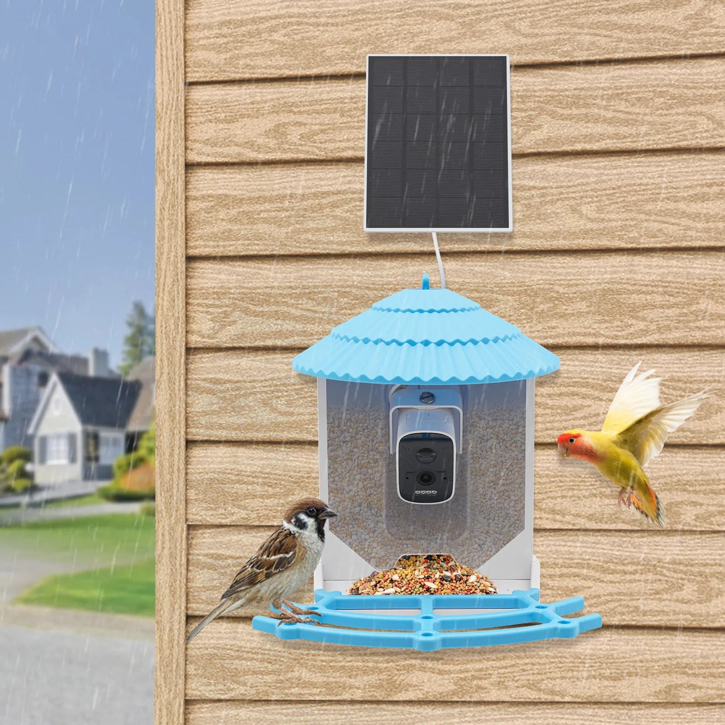 Smart Bird Feeder with 4MP Camera AI Recognizes 12,000+ Species, Solar Powered IP65 Waterproof & Night Vision