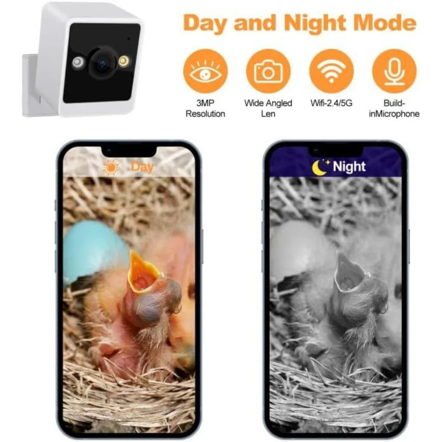 Smart Bird House with Camera 3MP Birdhouse Camera for Outdoors Auto Capture Bird Videos Motion Detection Watch Bird Nesting Hat