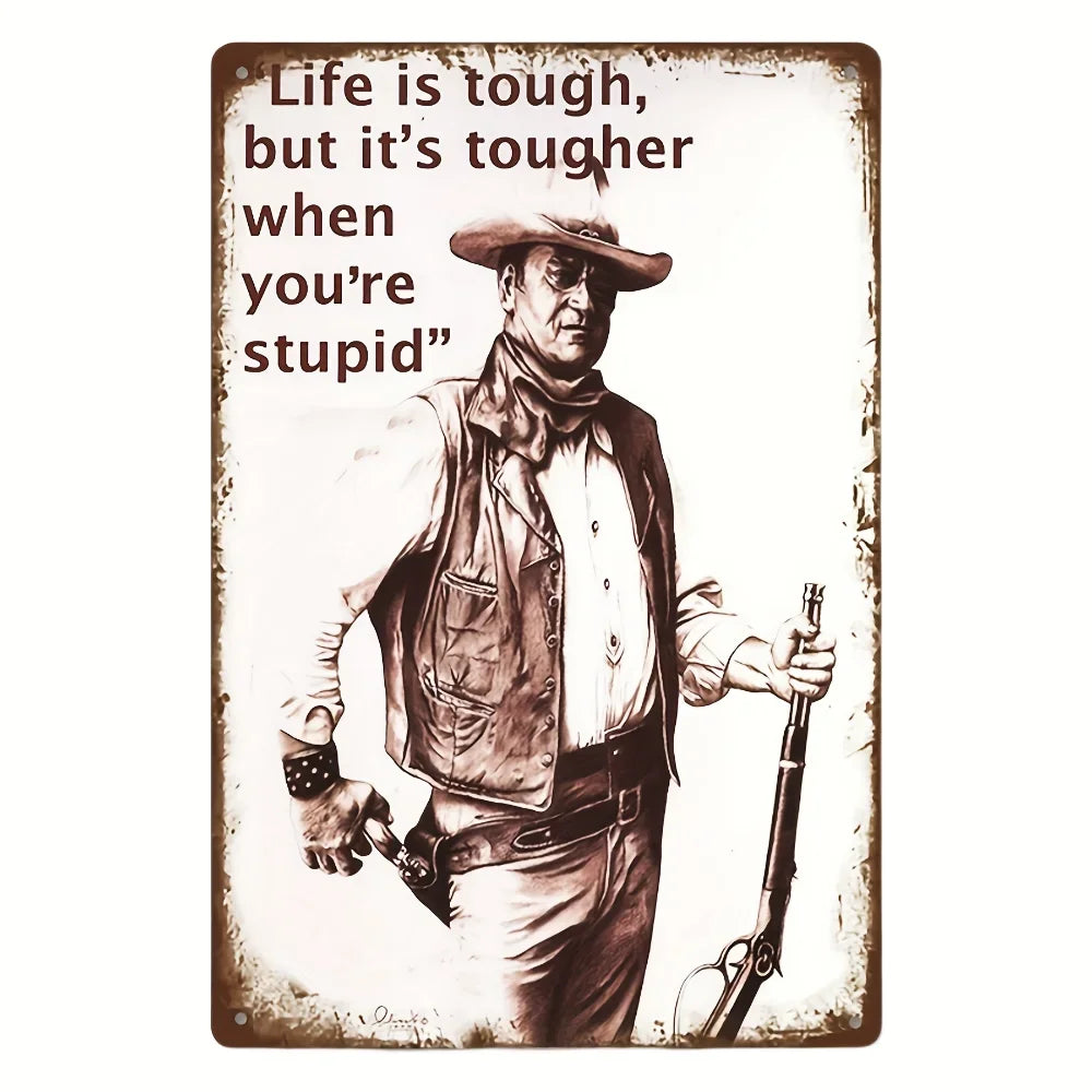 30x20 cm Waterproof & Dustproof Metal Tin Plaque - Legendary Cowboy Poster Artwork - Unique & Charming Home Wall Decor for
