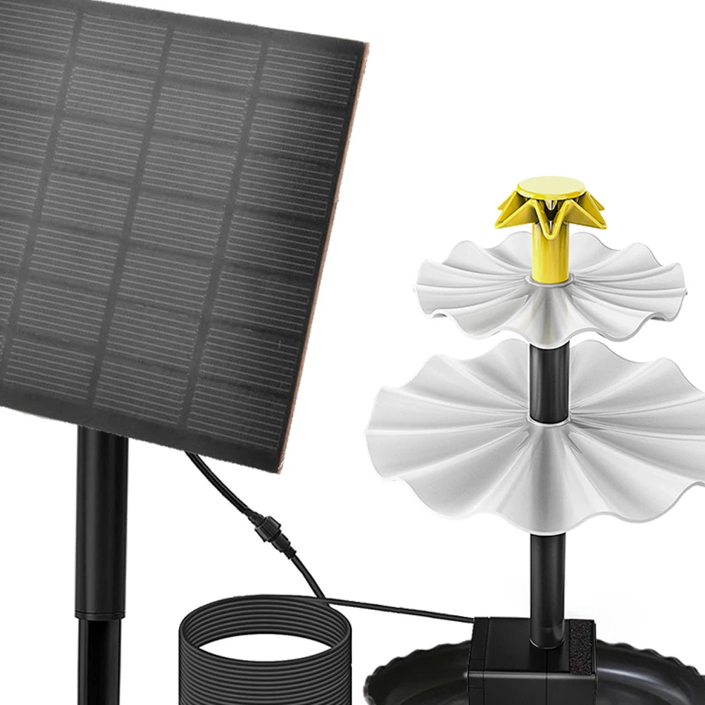 3 Tiered 3.5W Fountain Pump with Solar Panel Solar Bird Bath Fountain Decorative Fountain Multifunction for Garden Decoration