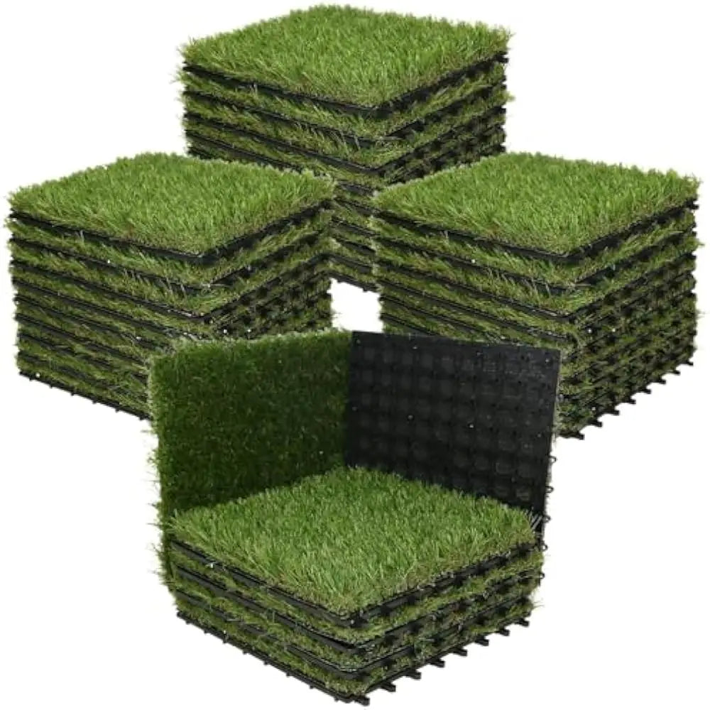 Outdoor Artificial Grass Turf Squares 9 Pack, 12"x12" Fake Grass Mat for Balcony Patio Deck Flooring Decor, Pets Dog Pee Pad