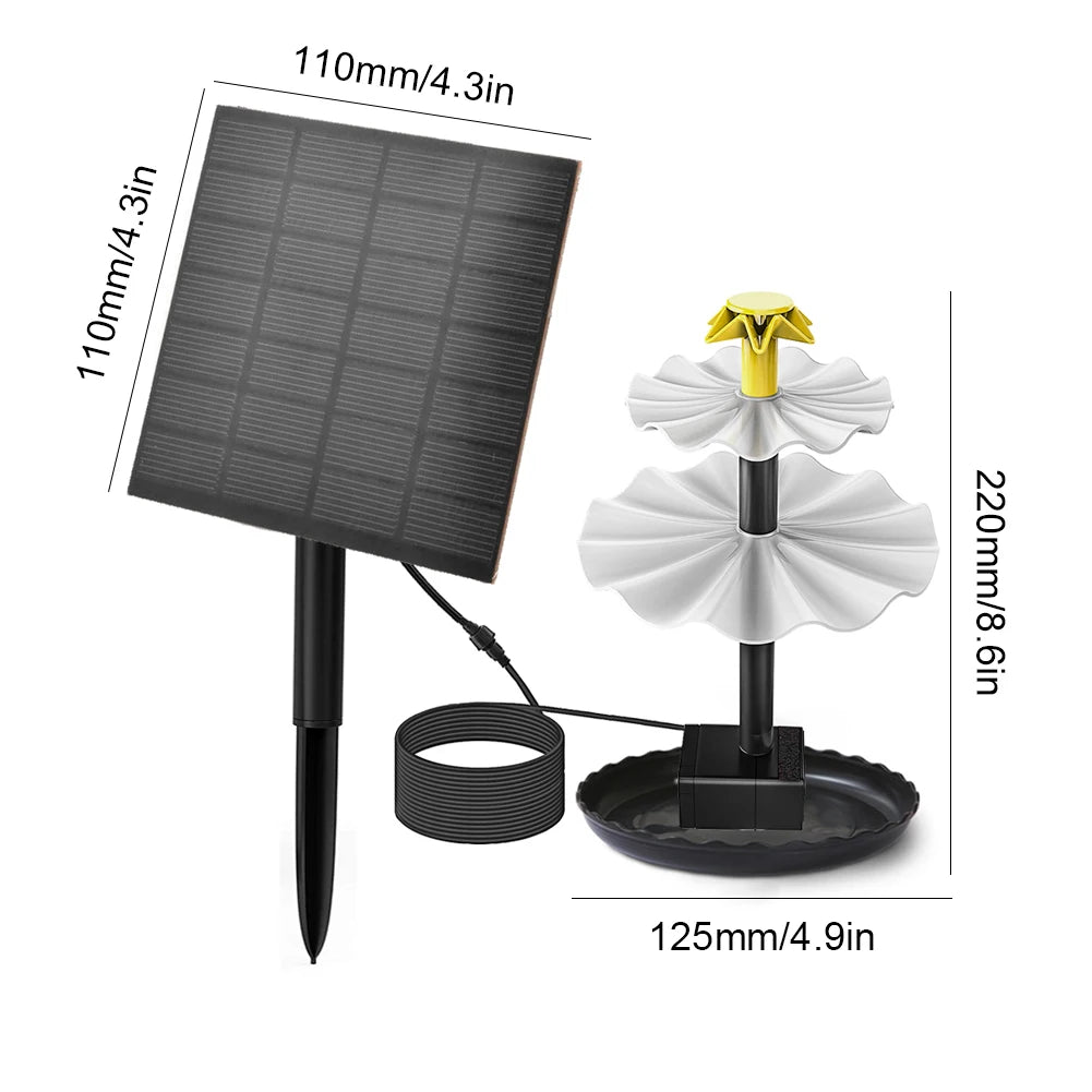 3 Tiered Bird Bath Pump with Solar Panel Solar Bird Bath Fountain Water Fountain Multifunction for Courtyard Patio Balcony