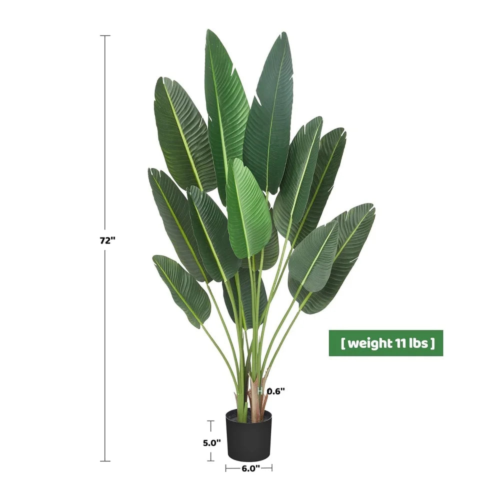 72 inch Artificial Tree Bird of Paradise Artificial Plant Fake Tree 6 Ft Faux Plant Fake Banana Tree Plant in Pot for Home Decor