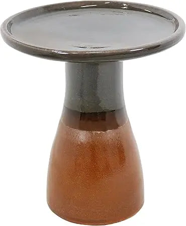 Sunnydaze 21" H Ceramic Bird Bath for Outside - Hand-Painted Outdoor Bird Bath Bowl, UV/Frost-Resistant Finish - Yam - Ribbed Pe