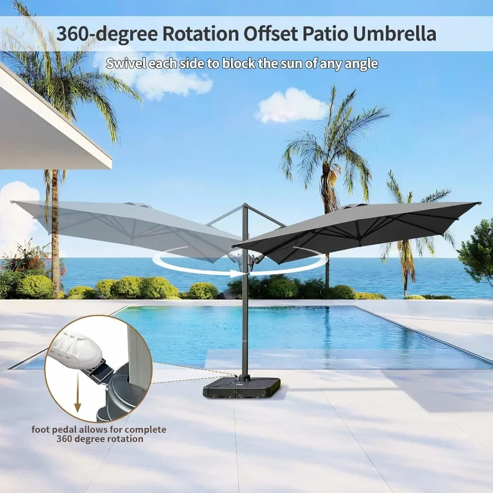 Luxury 10' X 10' Cantilever Patio Umbrella, 360°Rotation,Large Rectangular Cantilever Patio Umbrellas, Heavy Duty Aluminum