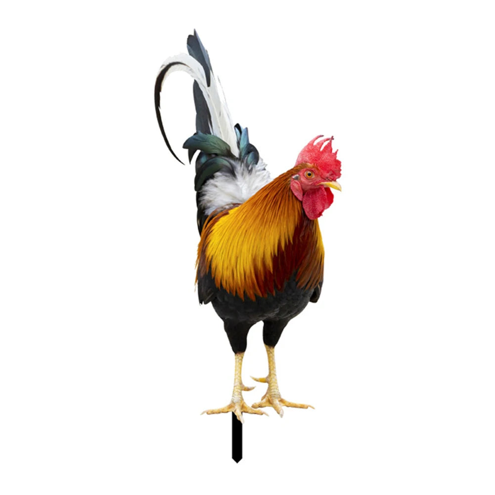 2PCS Chicken Sculpture Weatherproof Chicken Fence Sculpture Garden Decorations Acrylic for Garden Patio Backyard Decoration
