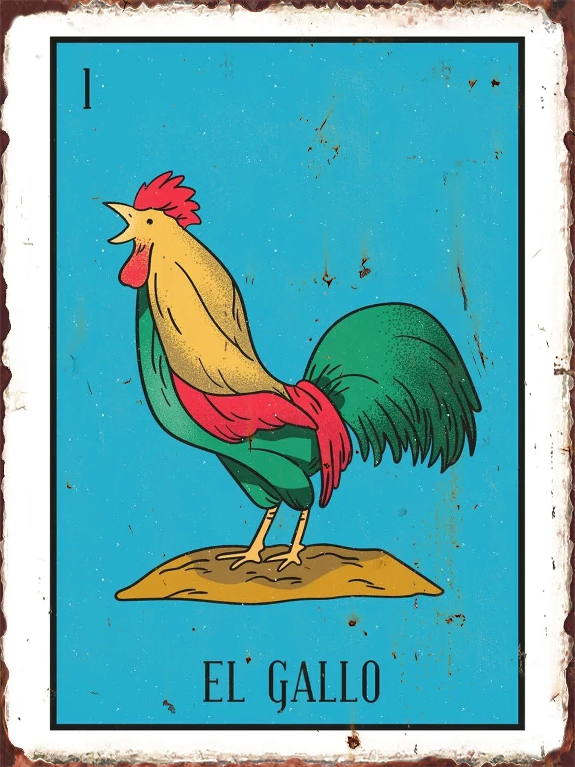 - Mexican Lottery EL GALLO Poster Metal Sign | Ideal for Home Decor Aesthetics | Unique Wall Decorative Plaque