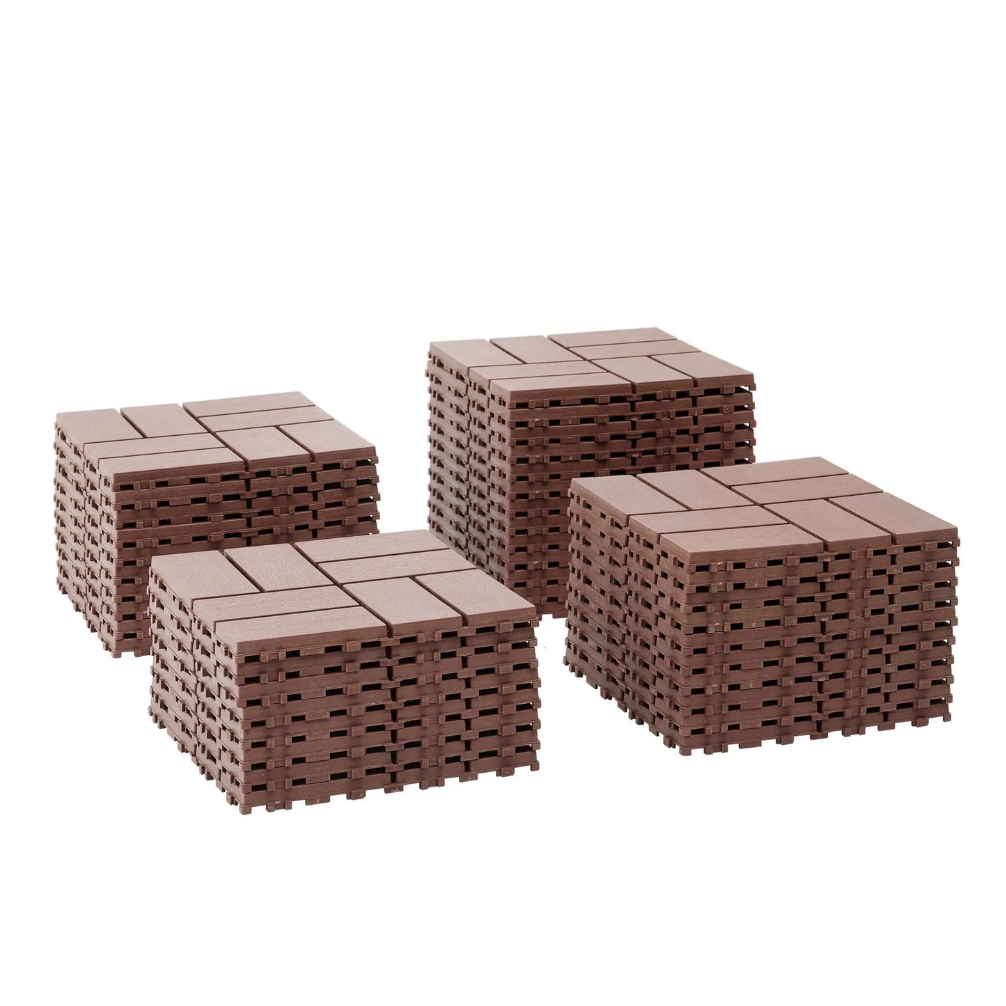 44 Pack Interlocking Patio Deck Tiles-12x12 Inch, Easy Install for Poolside, Balcony, Backyard - Durable Polypropyl