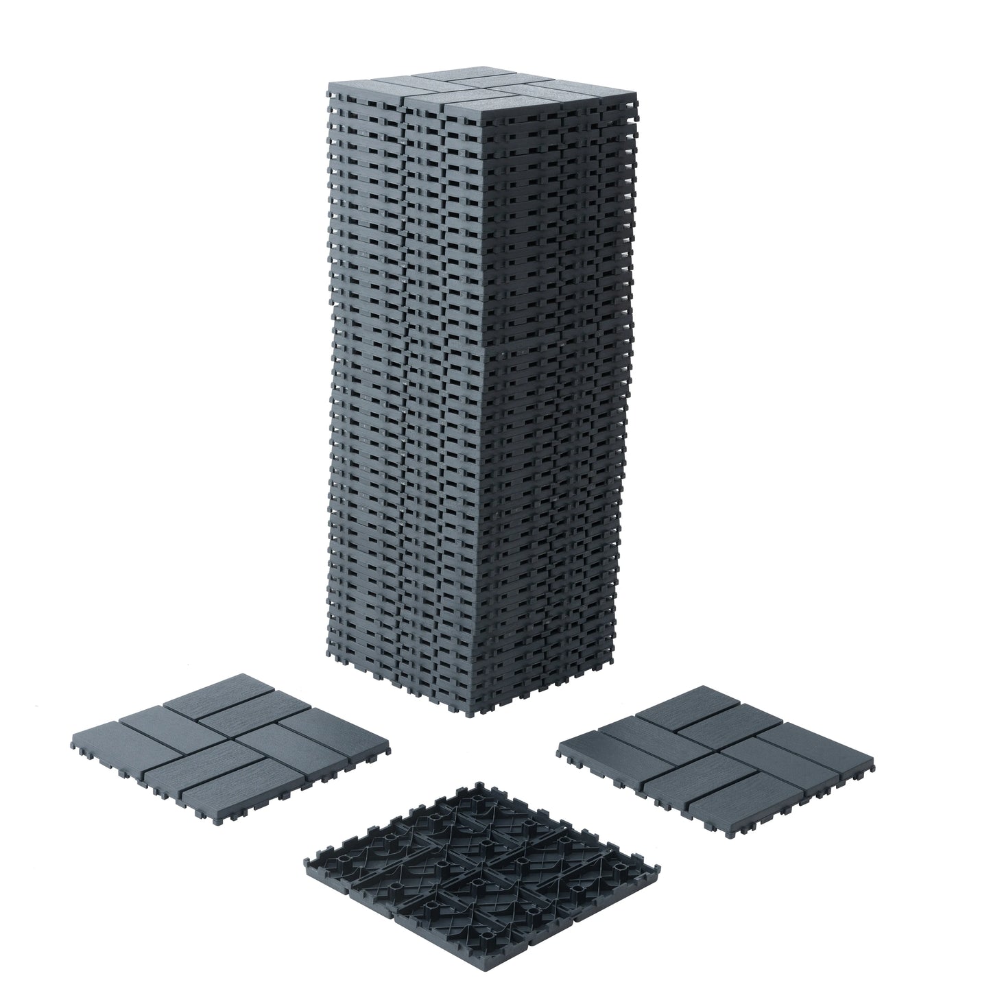 44 Pack Interlocking Patio Deck Tiles-12x12 Inch, Easy Install for Poolside, Balcony, Backyard - Durable Polypropyl