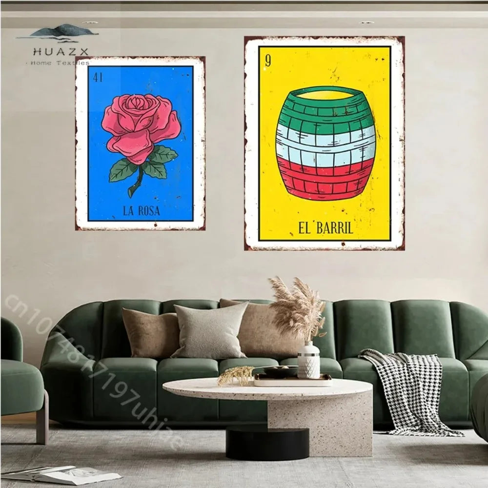 - Mexican Lottery EL GALLO Poster Metal Sign | Ideal for Home Decor Aesthetics | Unique Wall Decorative Plaque