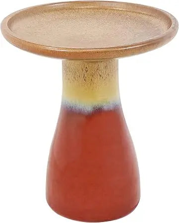 Sunnydaze 21" H Ceramic Bird Bath for Outside - Hand-Painted Outdoor Bird Bath Bowl, UV/Frost-Resistant Finish - Yam - Ribbed Pe