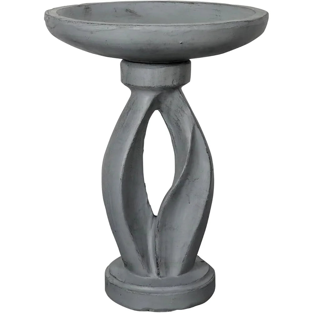 21.8 Inch Modern Concrete Bird Bath Elegant Design Durable Weather-Resistant Attracts Birds Enhances Garden Patio Lawn Outdoor