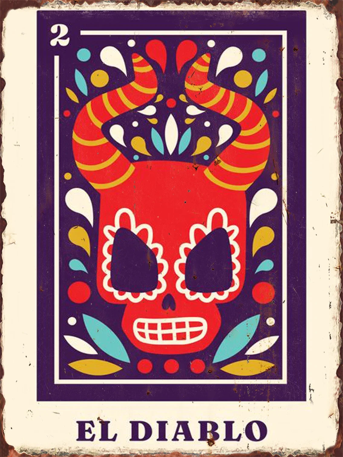- Mexican Lottery EL GALLO Poster Metal Sign | Ideal for Home Decor Aesthetics | Unique Wall Decorative Plaque