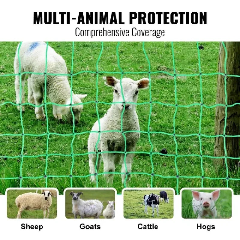 VEVOR Electric Fence Netting, 35" H x 164' L, PE Net Fencing with Posts & Double-Spiked Stakes, Utility Portable Mesh for Goats,