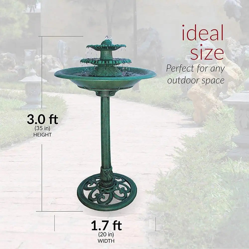 Pedestal Bird Bath 3 Tier Outdoor Fountain Garden Decor Planter Water Birdbath