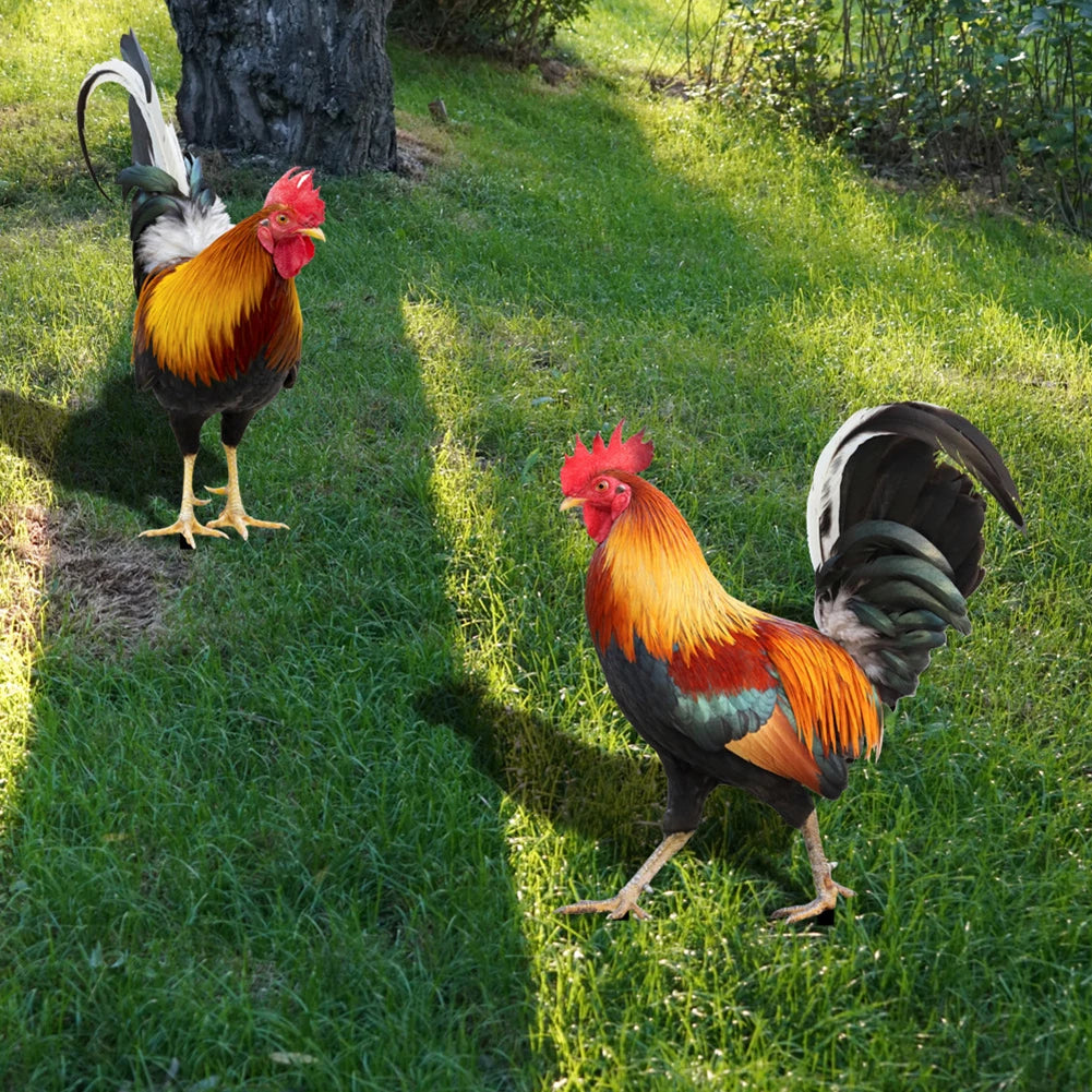 2PCS Chicken Sculpture Weatherproof Chicken Fence Sculpture Garden Decorations Acrylic for Garden Patio Backyard Decoration
