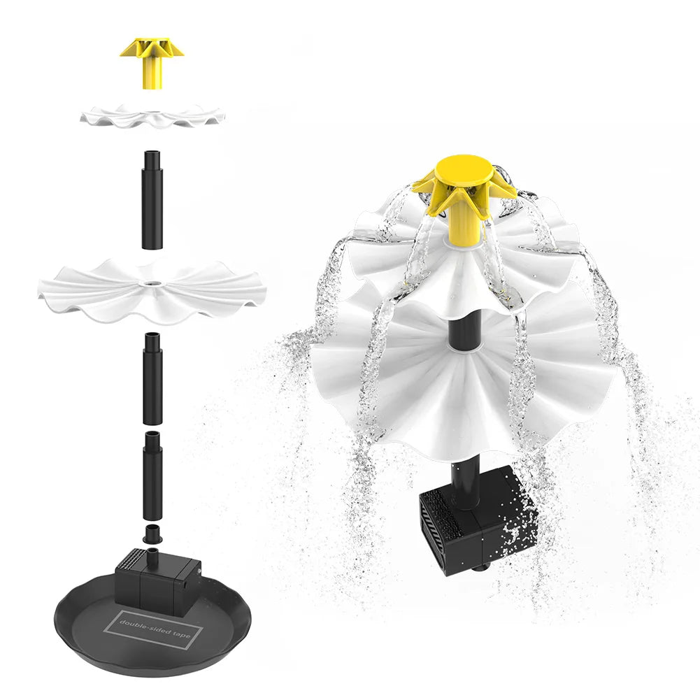 3 Tiered 3.5W Fountain Pump with Solar Panel Solar Bird Bath Fountain Decorative Fountain Multifunction for Garden Decoration