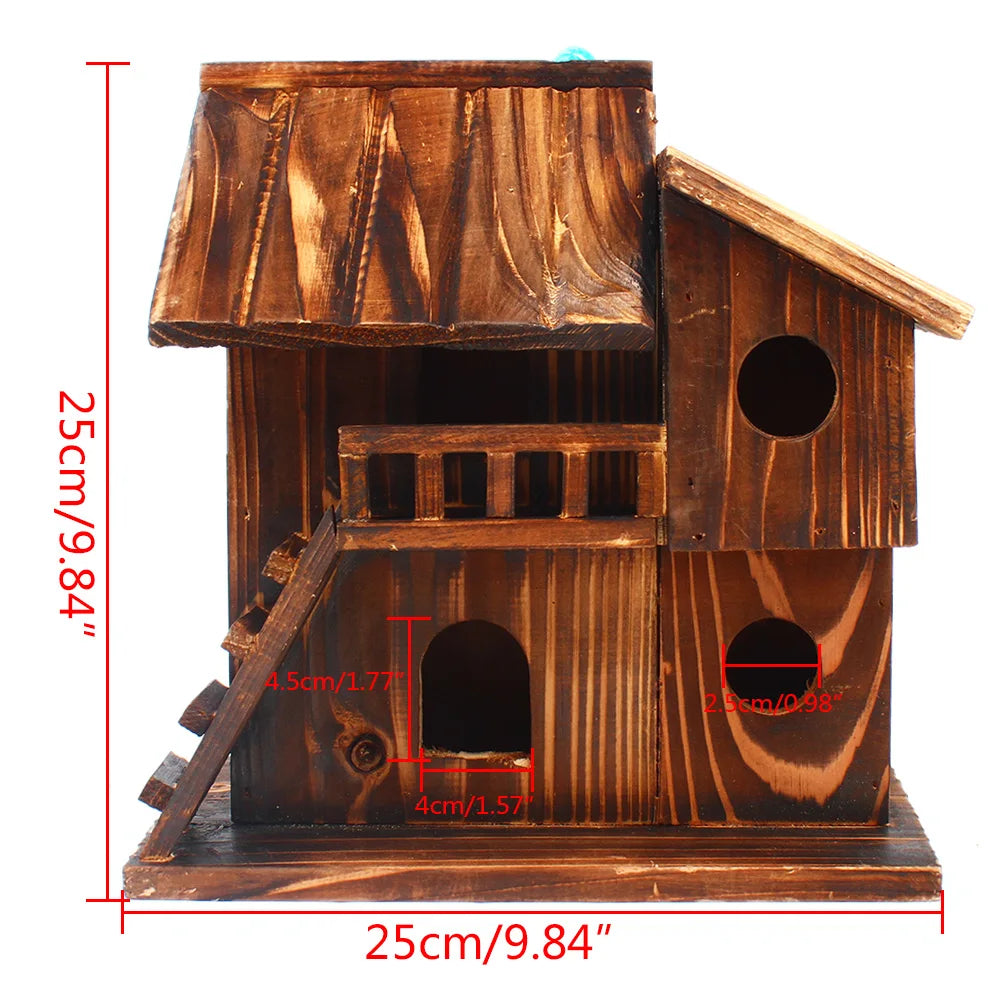Wood Bird House, Hanging Bird House, Brown Bird House Squirrel House Nesting Box Bird Nature Animals