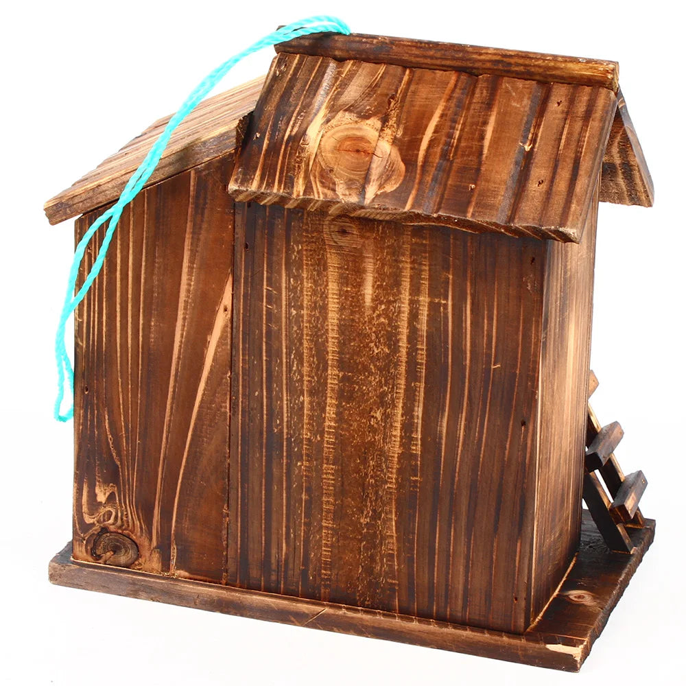 Pet Bird Squirrel Wooden Hanging Cage House Toy Outdoor