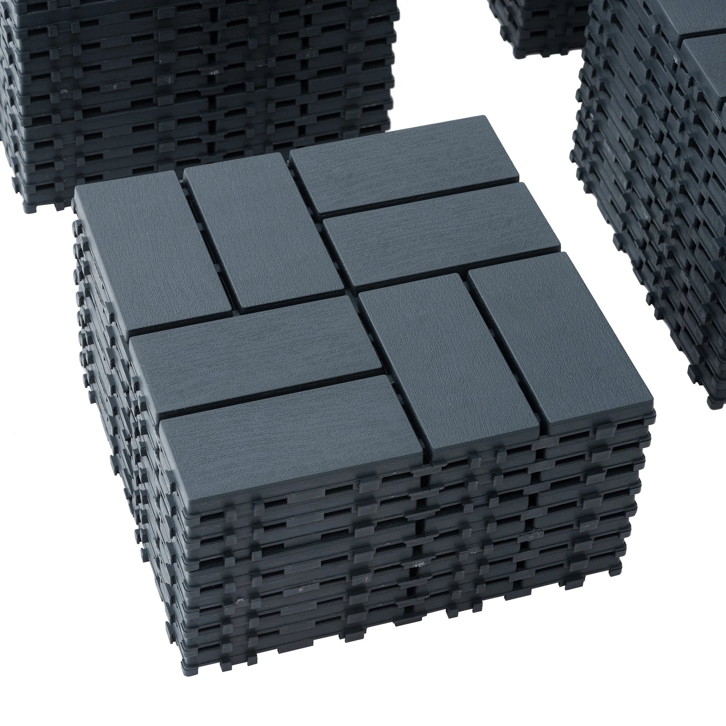 44 Pack Interlocking Patio Deck Tiles-12x12 Inch, Easy Install for Poolside, Balcony, Backyard - Durable Polypropyl