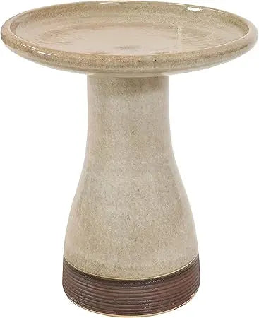 Sunnydaze 21" H Ceramic Bird Bath for Outside - Hand-Painted Outdoor Bird Bath Bowl, UV/Frost-Resistant Finish - Yam - Ribbed Pe