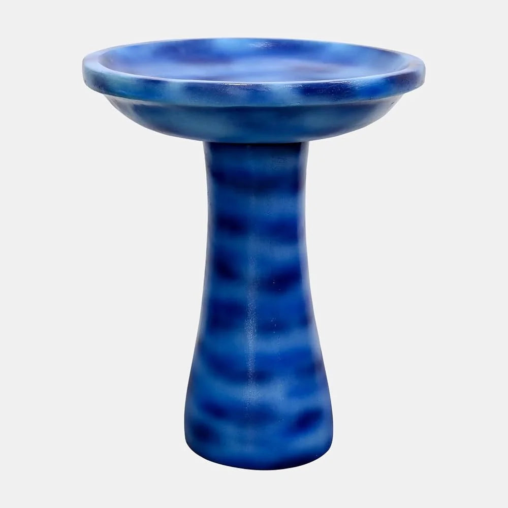 23.6 Inch Concrete Bird Bath Faux Ceramic Finish Outdoor Garden Decor Durable Elegant Design Attracts Birds Weather Resistant