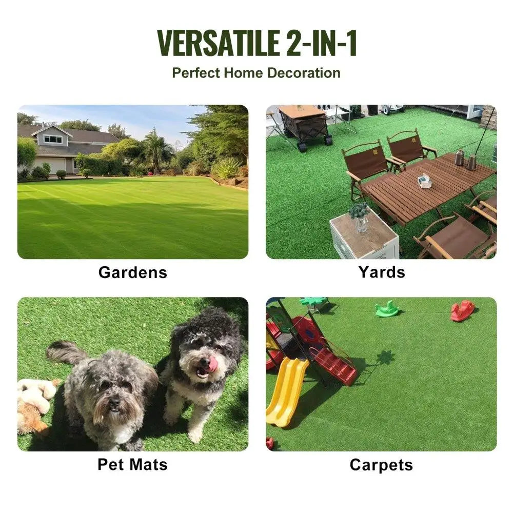 5x10ft Artificial Grass Rug Green 1.38mm Outdoor Patio Lawn Decoration Dog Mat Home Entryway Easy Clean Drainage Holes