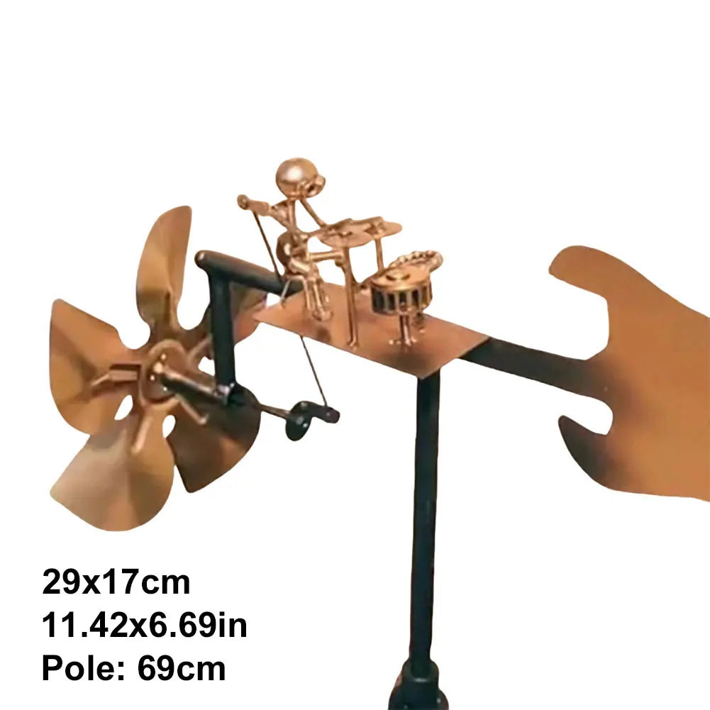Decorative Wind Power Rock Art Statue Beat The Drums with The Wind Percussionist Music Figurines and Statues for Garden Yard