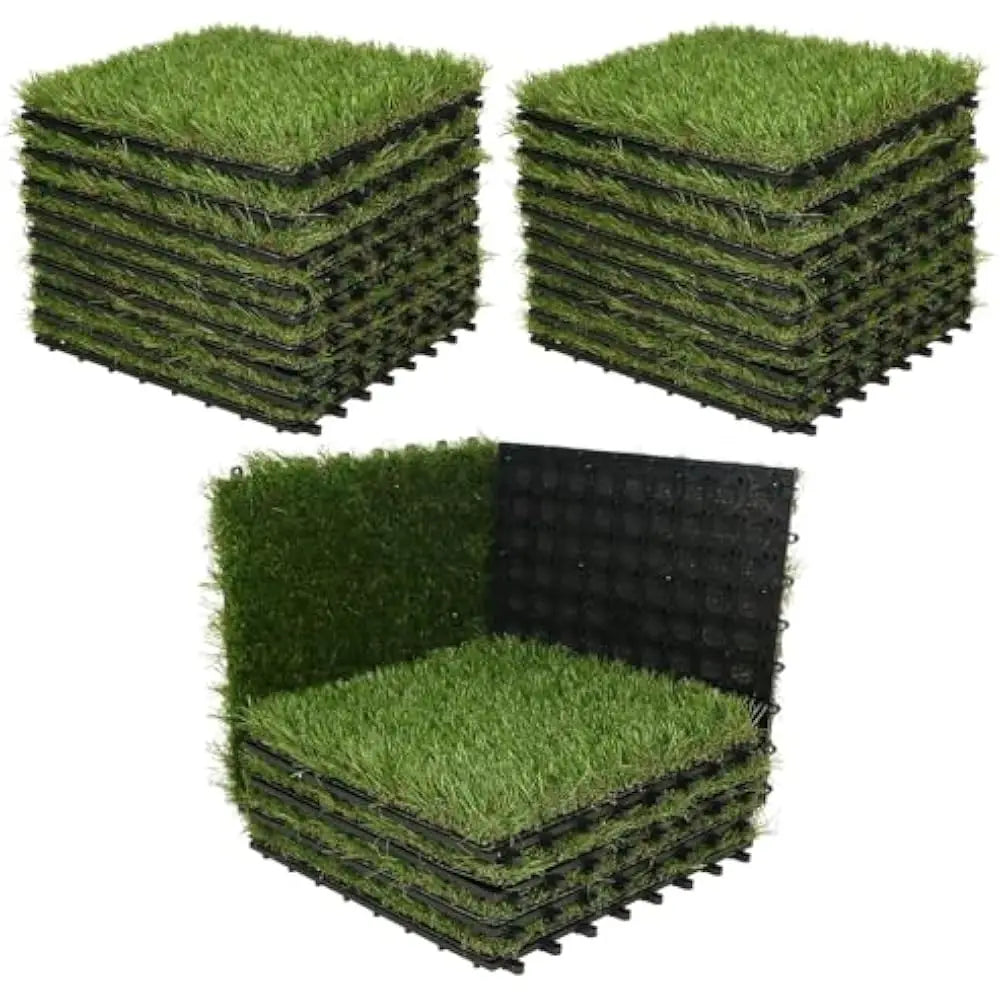 Outdoor Artificial Grass Turf Squares 9 Pack, 12"x12" Fake Grass Mat for Balcony Patio Deck Flooring Decor, Pets Dog Pee Pad
