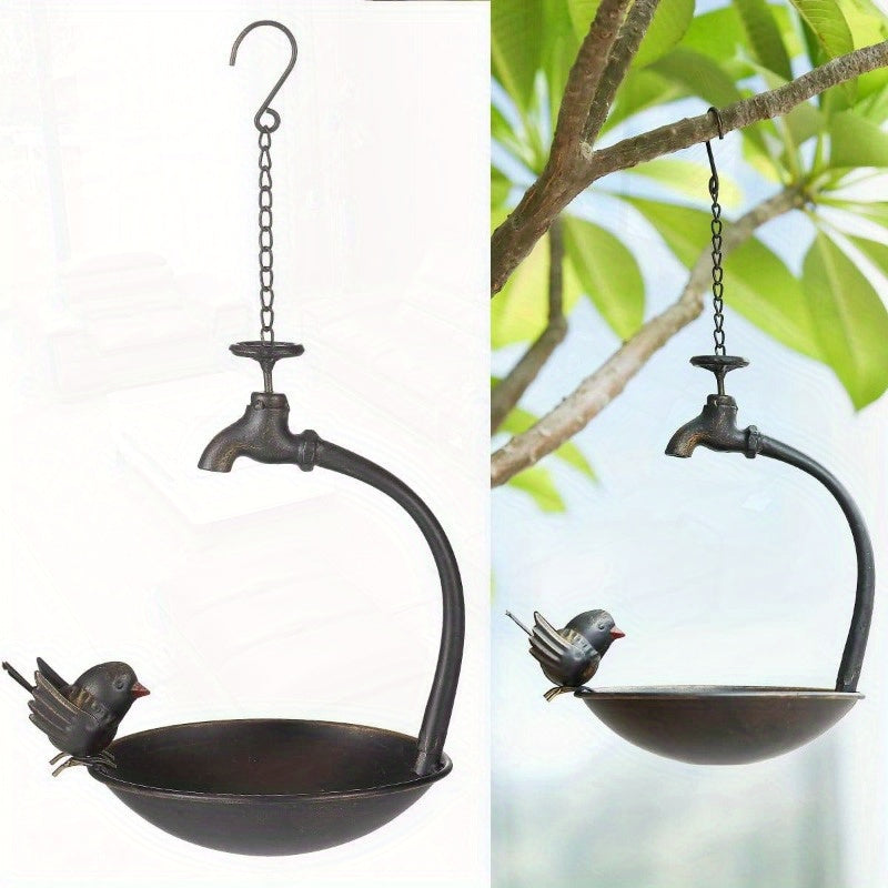 Antique Cast Iron Faucet Hanging Bird Bath Outdoor Bird Bath Bird Feeder Seed Tray Garden Yard Decor