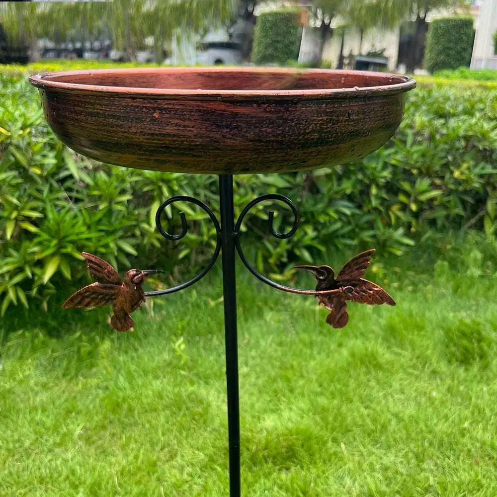 Outdoor Bird Bath and Feeder with Metal Bowl & Sturdy 5-Claw Base - Heavy-Duty Garden Decor with Leaf Design, Detachable Bird Feeding Station, Spill-Resistant Easy-Clean Bowl for Attracting Birds to Yard, Lawn, Patio - Durabl