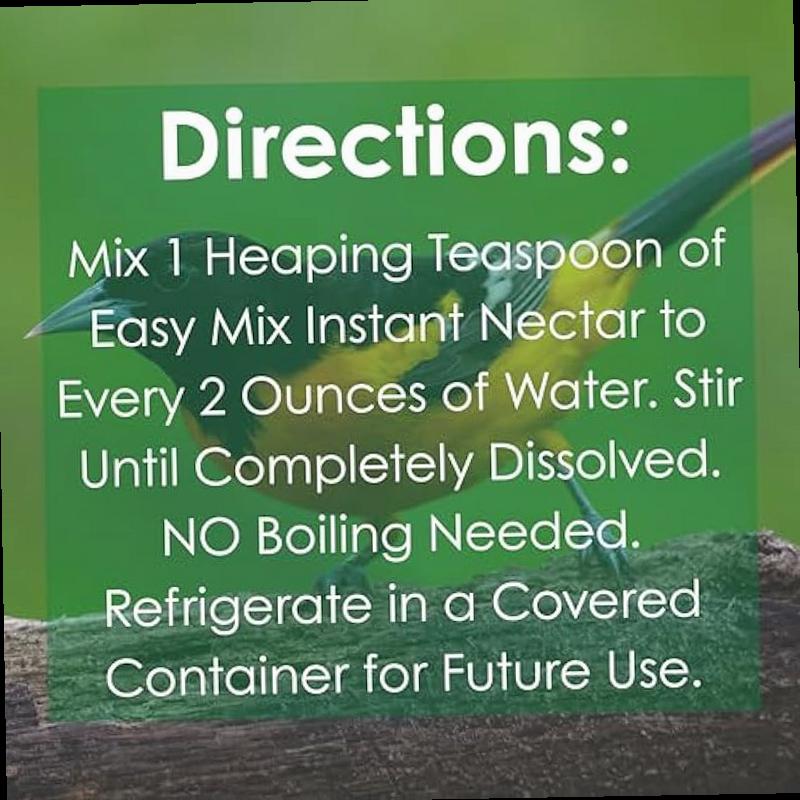Songbird Essentials Oriole Nectar Mix 8 Ounce Dry Concentrate Makes 48 Ounces Nectar No Boil All Natural No Dyes or Artificial Sweeteners Attracts Orioles and Hummingbirds Pack of 2