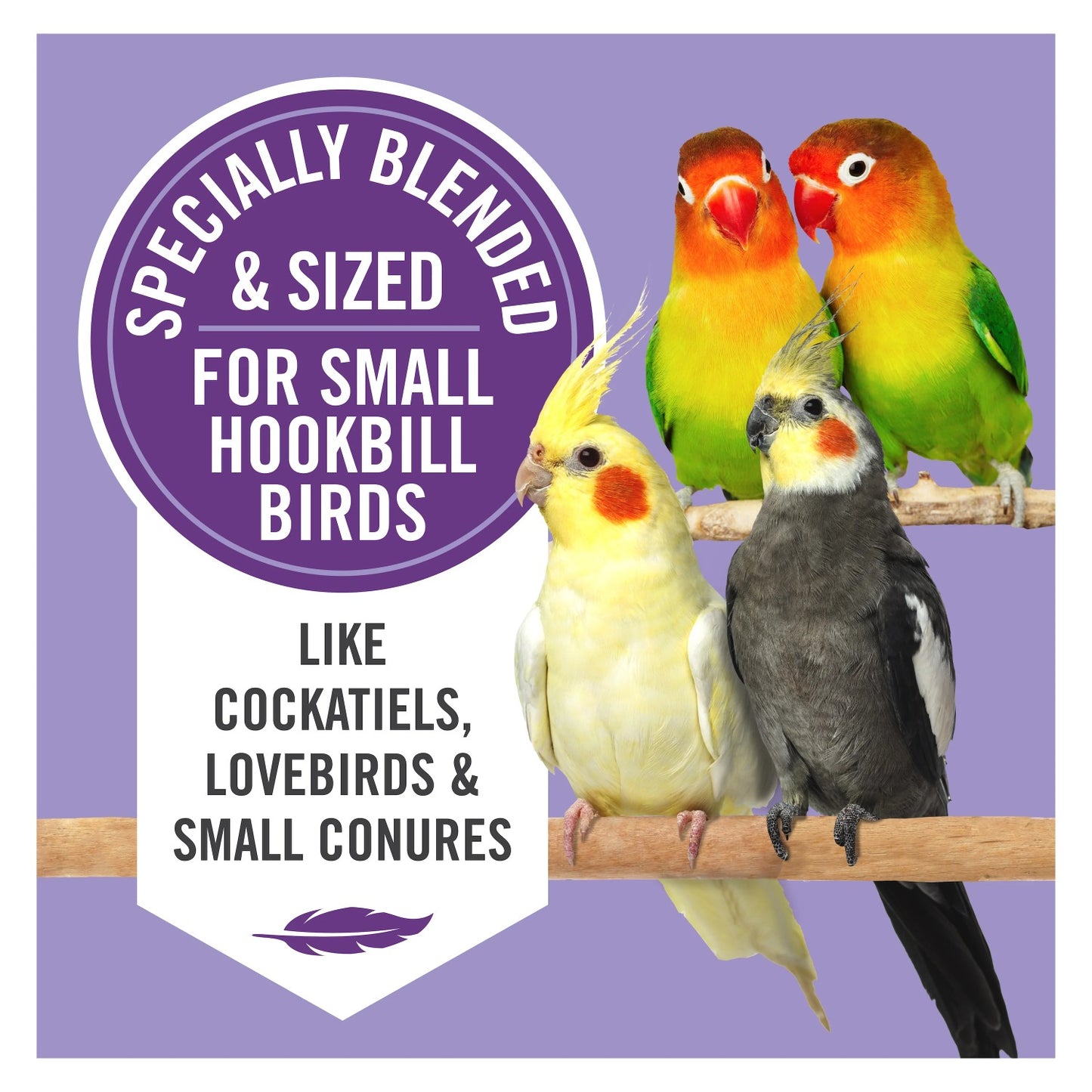Cockatiel & Small Hookbill Bird Food - 3lb Blend with Pellets, Fruits & Vegetables, Fortified Daily Nutrition Mix