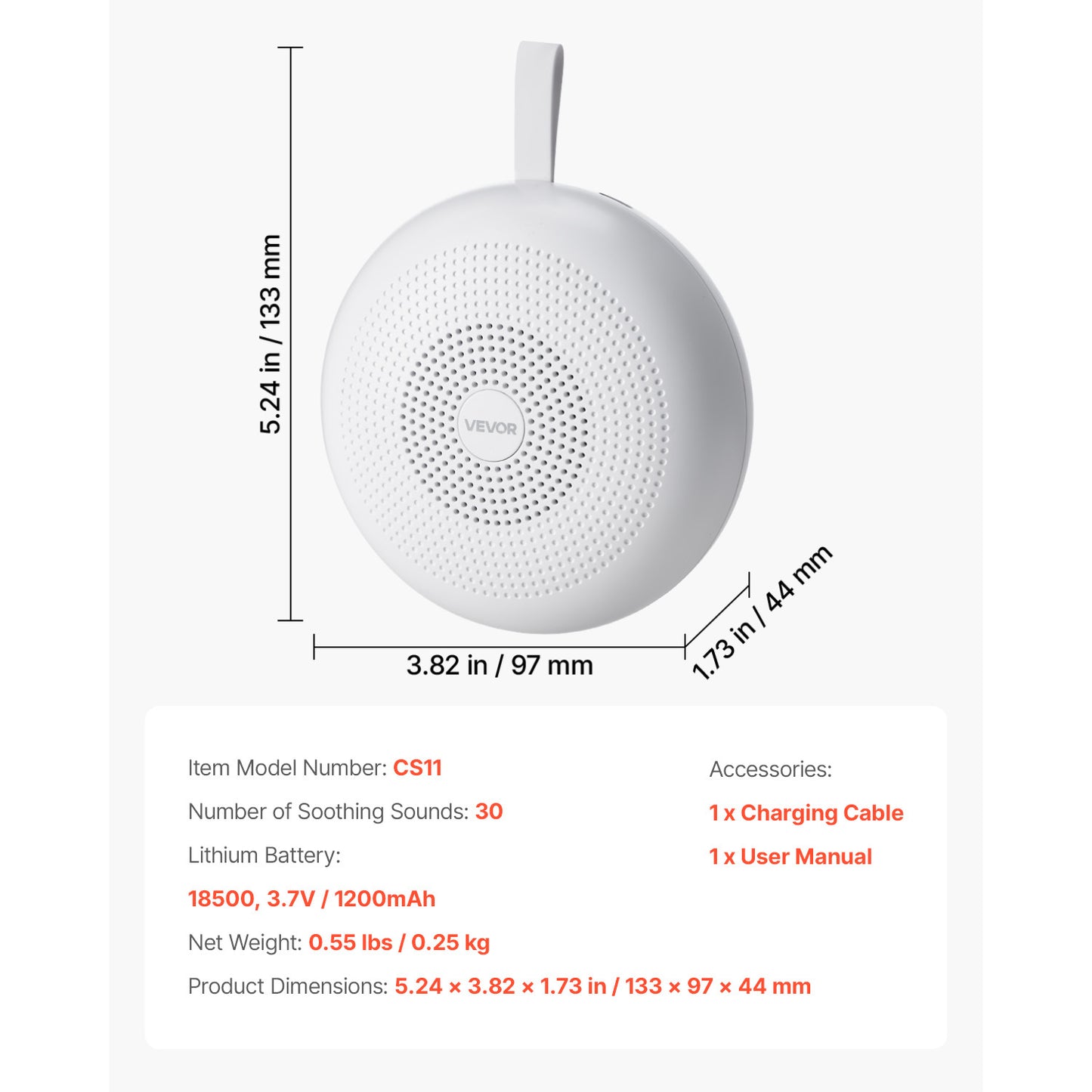 VEVOR Sound Machine 21 / 30 Soothing Sleep Sounds 3-in-1 White Noise Sound Machine