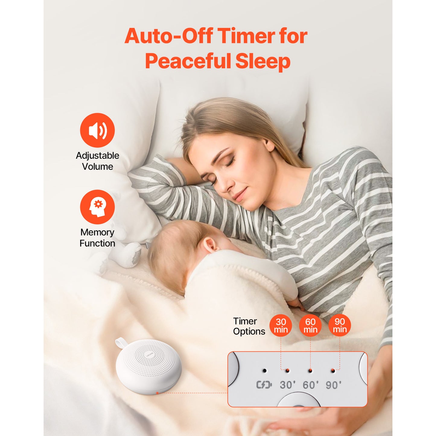 VEVOR Sound Machine 21 / 30 Soothing Sleep Sounds 3-in-1 White Noise Sound Machine