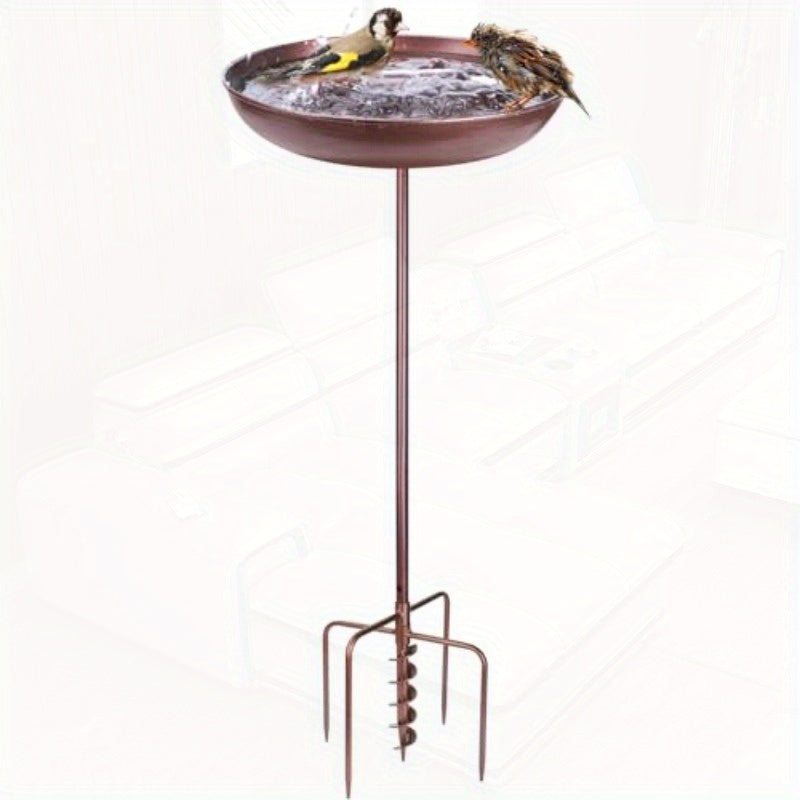 31.5" Outdoor Bird Bath with Auger Drill Bit & Heavy-Duty 5-Prong Base - Large Standing Birdbath, Stable Garden Decoration, Easy Assembly, for Yard, Patio, or Wildlife Garden - Attracts Birds, robins, sparrows, finches, Bird