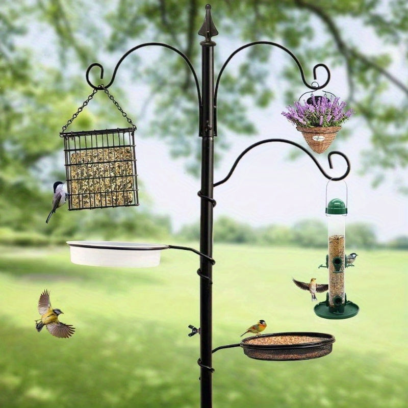 Premium Bird Feeding Station Kit, 7534; x 2134; Bird Feeder Pole, A Multi Feeder Hanging Kit with Metal Suet and Bath for Attracting Wild Birds, Birdfeeder and Planter Hanger