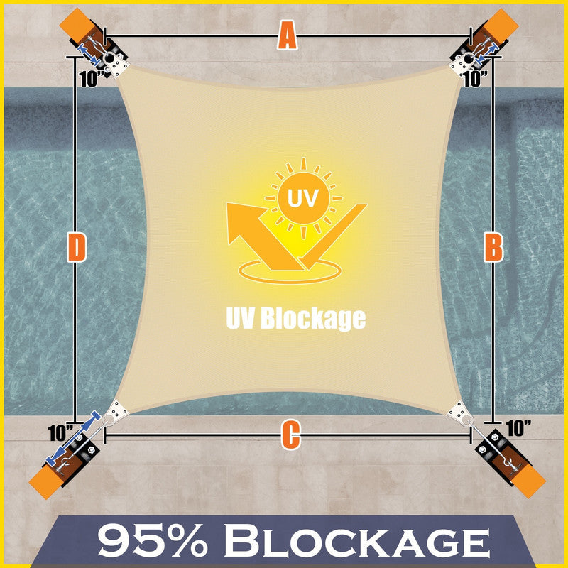 ShadeMart Free selection of size grey grey Sun Shade Heavy Duty Rectangle Shade Sail Super Ring Canopy Awning Shades for Patio Carport Yard UV Blockage Commercial Grade 260 GSM, We Custom Size