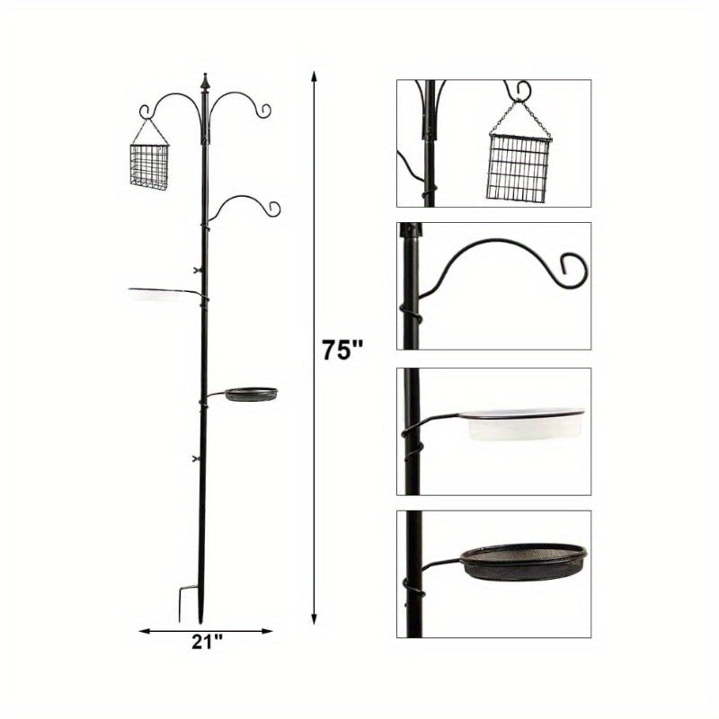 Premium Bird Feeding Station Kit, 7534; x 2134; Bird Feeder Pole, A Multi Feeder Hanging Kit with Metal Suet and Bath for Attracting Wild Birds, Birdfeeder and Planter Hanger