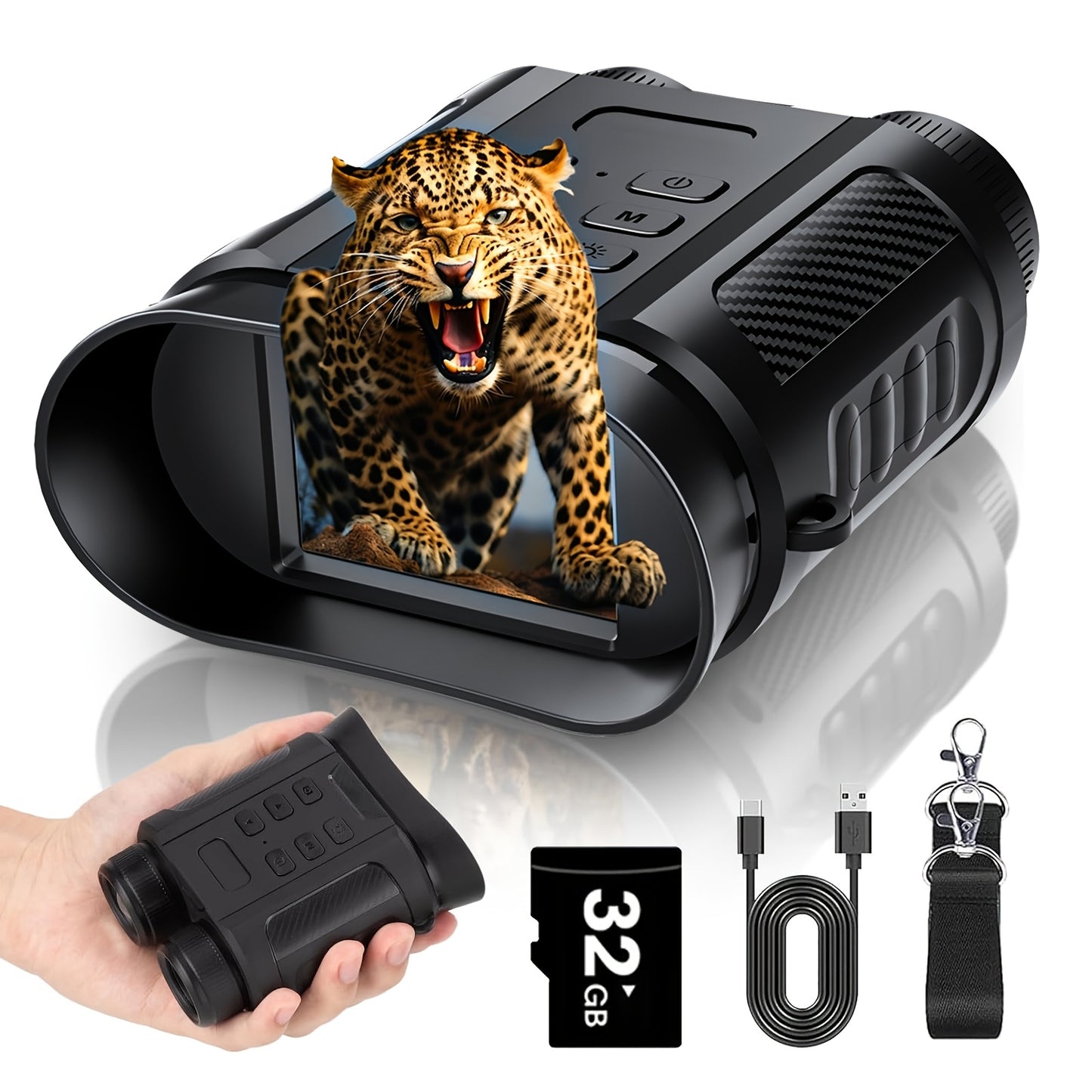 4K Night Vision Goggles And Binoculars - with Built-in Flashlight, 8X Digital Zoom, 2500mAh Rechargeable Battery, 32GB SD Card. Works In 100% Darkness. Ideal for Observation, Bird Watching, Security Surveillance, Camping