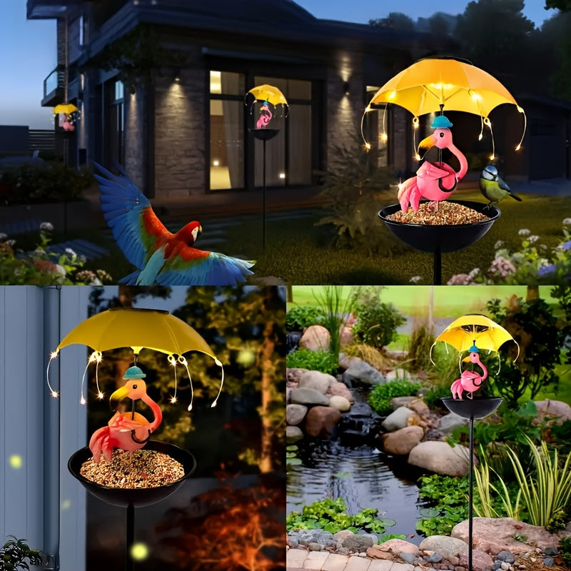 Bee Statue Bird Feeder, Bird Feeding Device, Garden Decoration With Flamingo Statue, Hummingbird Feeding Trough Lamp, Suitable For Walkways, Lawns And Terraces