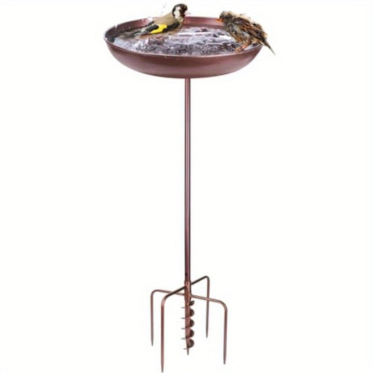 31.5" Outdoor Bird Bath with Auger Drill Bit & Heavy-Duty 5-Prong Base - Large Standing Birdbath, Stable Garden Decoration, Easy Assembly, for Yard, Patio, or Wildlife Garden - Attracts Birds, robins, sparrows, finches, Bird