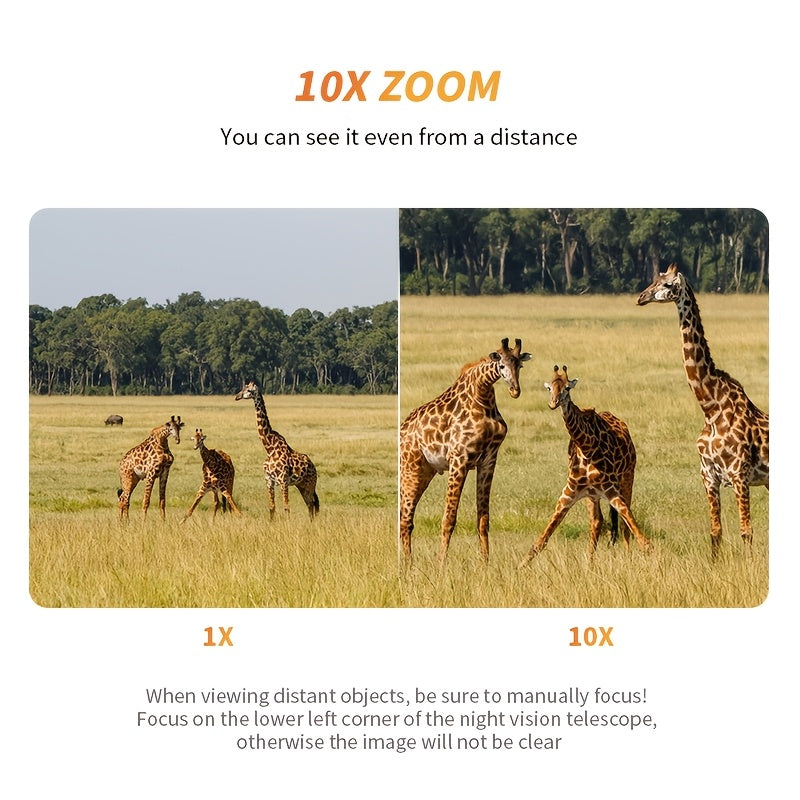 NOVALENS 10x50 Night Vision Binoculars Goggles with 2.4" HD day/night vision, infrared night scope, 10X magnification, Built-in camera with 32GB SD card, for Surveillance, Hunting, Camping, Security Patrols - Compact & Portab