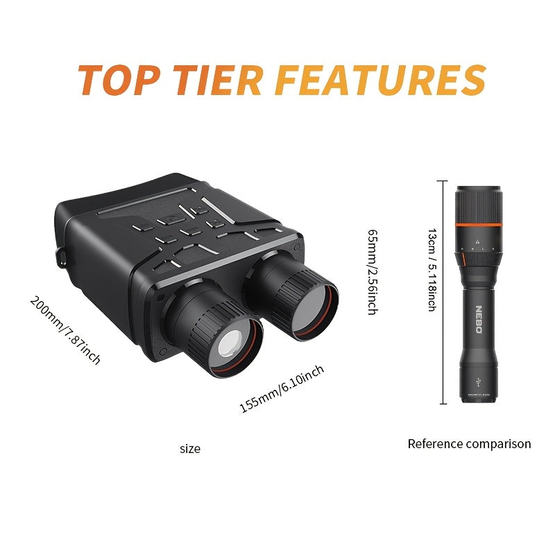 NOVALENS 10x50 Night Vision Binoculars Goggles with 2.4" HD day/night vision, infrared night scope, 10X magnification, Built-in camera with 32GB SD card, for Surveillance, Hunting, Camping, Security Patrols - Compact & Portab