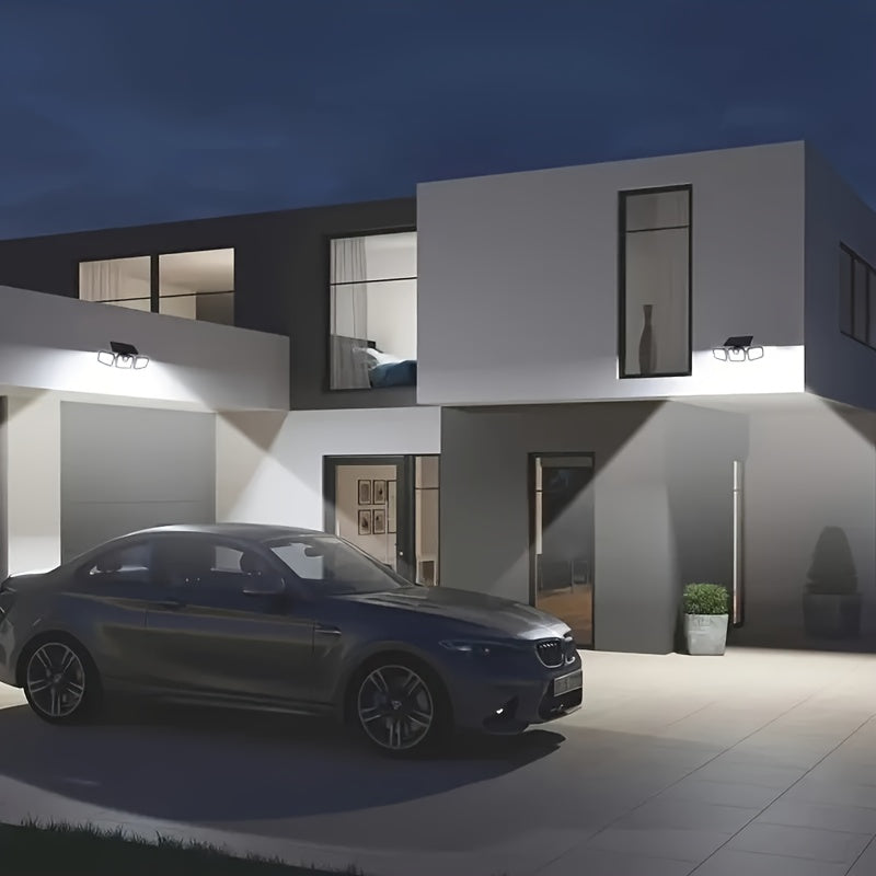 2-Pack Solar-Powered Wall Lights with 3 Lighting Modes, Motion Sensor, Durable Metal Finish, IP65 Waterproof Outdoor Garden Lights for Street, Porch, Patio, Fence, Deck, Stair - Solar Security Flood Lighting, Solar Wall Light