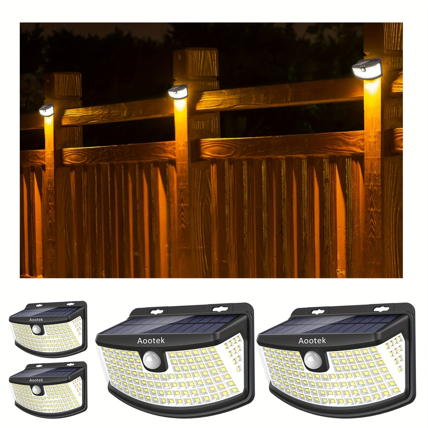Solar Motion Sensor Lights 120 LEDs with Lights Reflector, 270° Wide Angle, IP65 Waterproof, Step Lights for Front Door, Yard, Garage, Deck, Solar Sensor Light